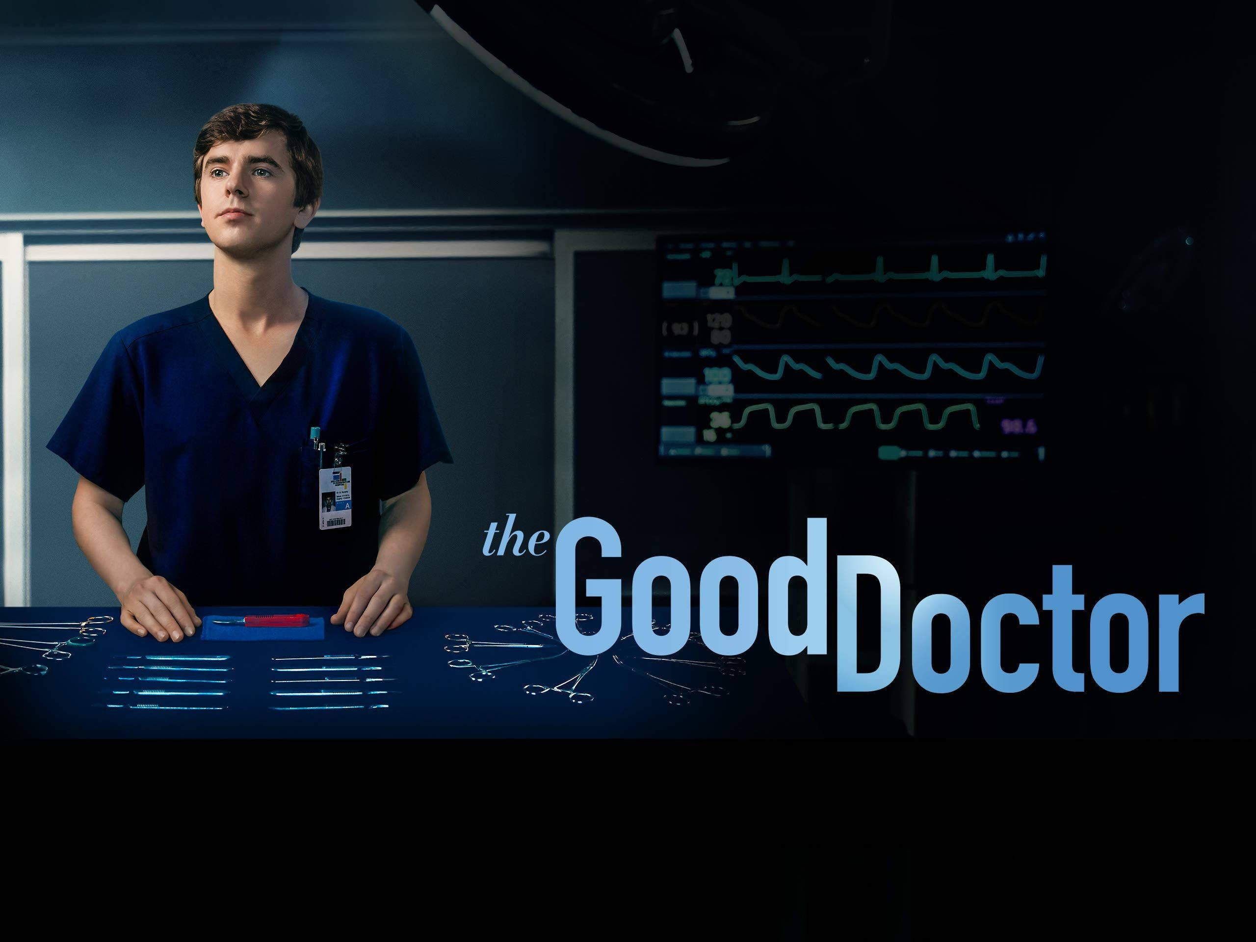 The Good Doctor, blue scrubs, dimly lit operating room, 2K Desktop Wallpaper