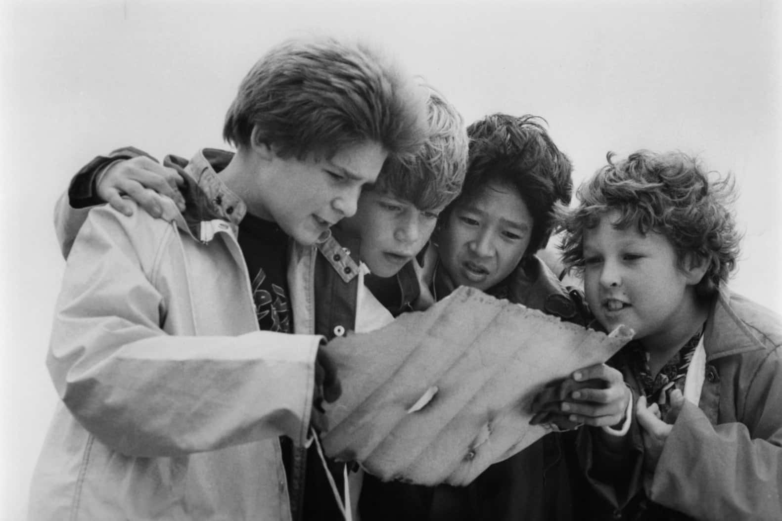 The Goonies, treasure map, four young boys, HD Desktop Wallpaper