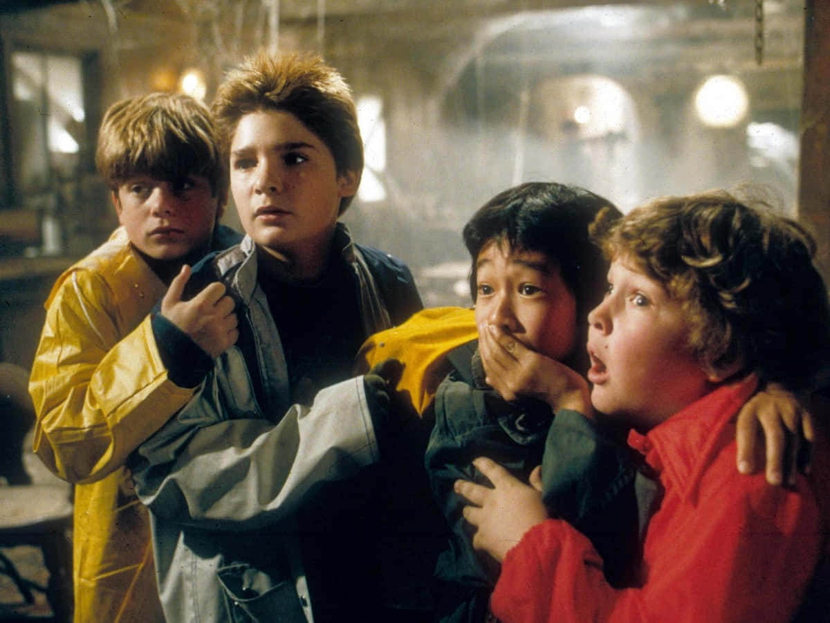 Goonies, raincoats, misty industrial setting, SD Desktop Wallpaper