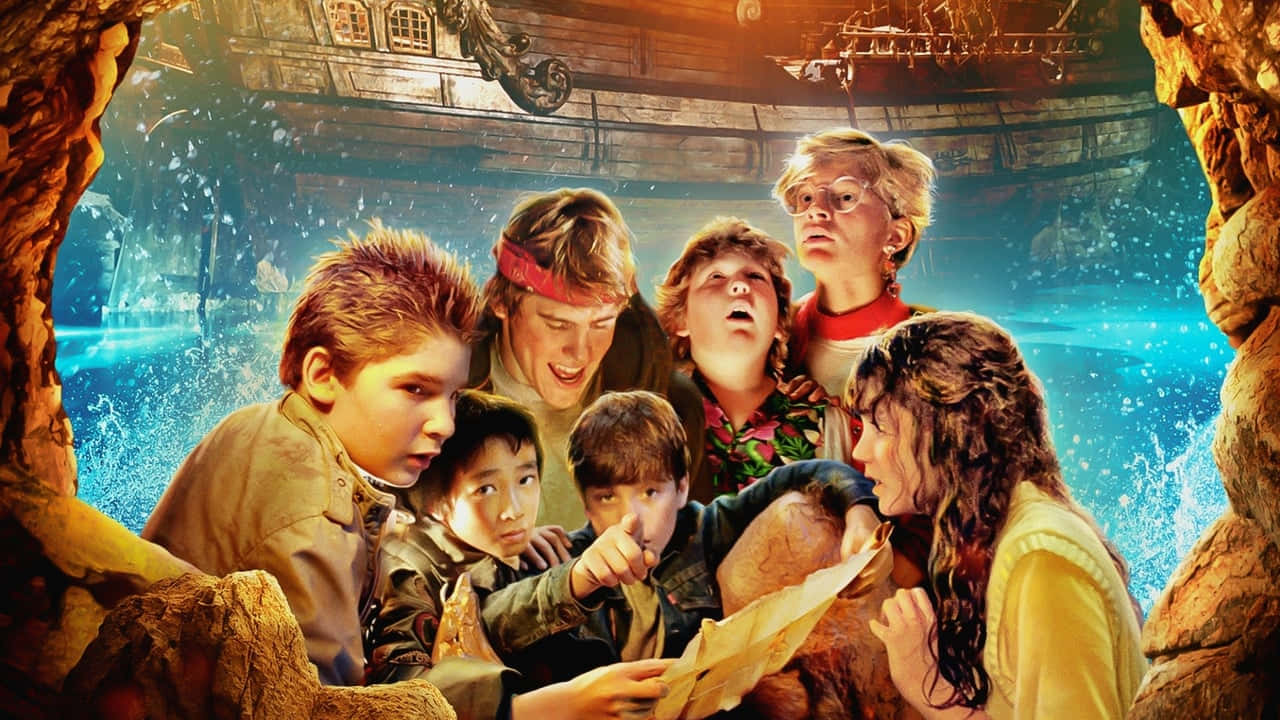 Goonies, treasure map, glowing blue cave, HD Desktop Wallpaper