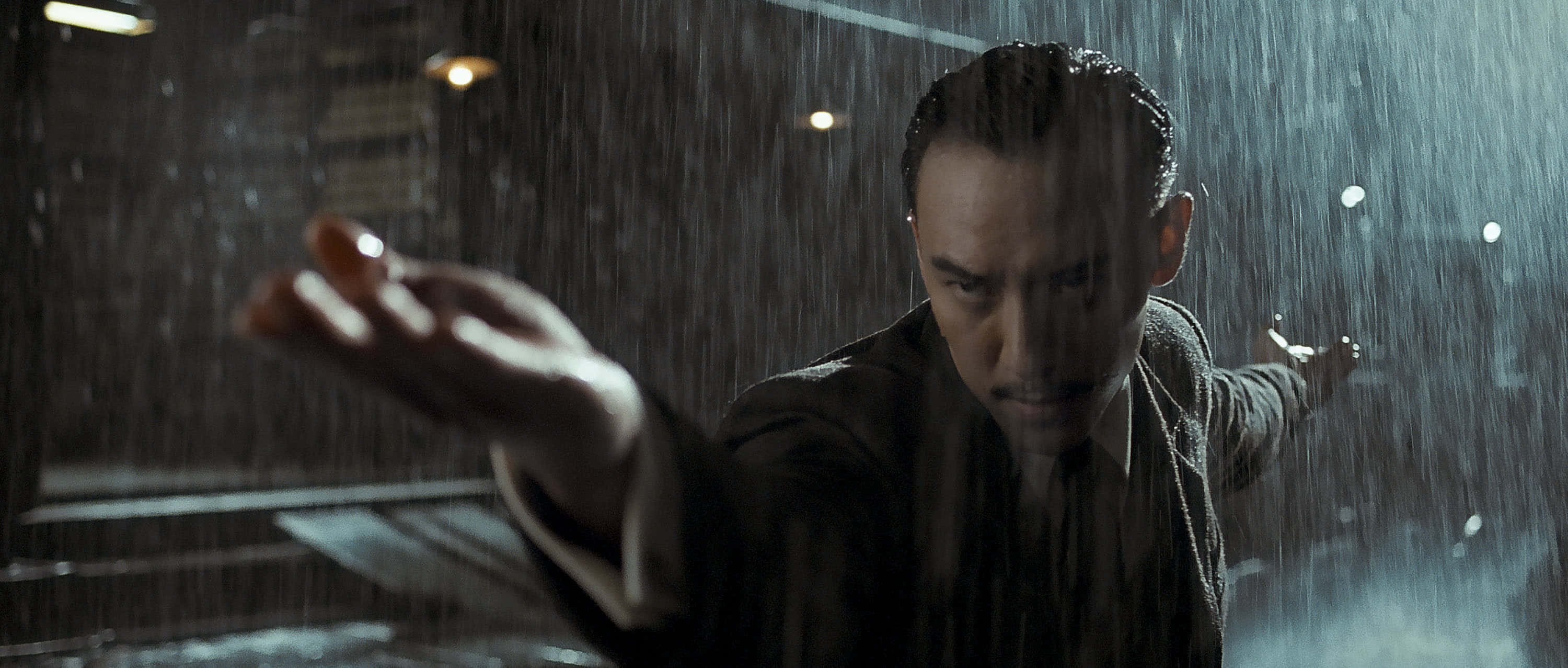 Grandmaster, heavy rain, dim streetlights, 2K Desktop Wallpaper