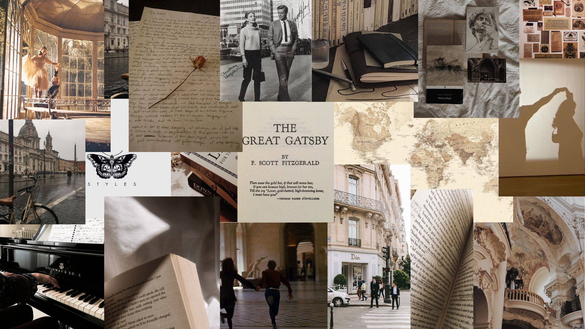 dark academia, the great gatsby, sepia-toned, Full HD Desktop Wallpaper