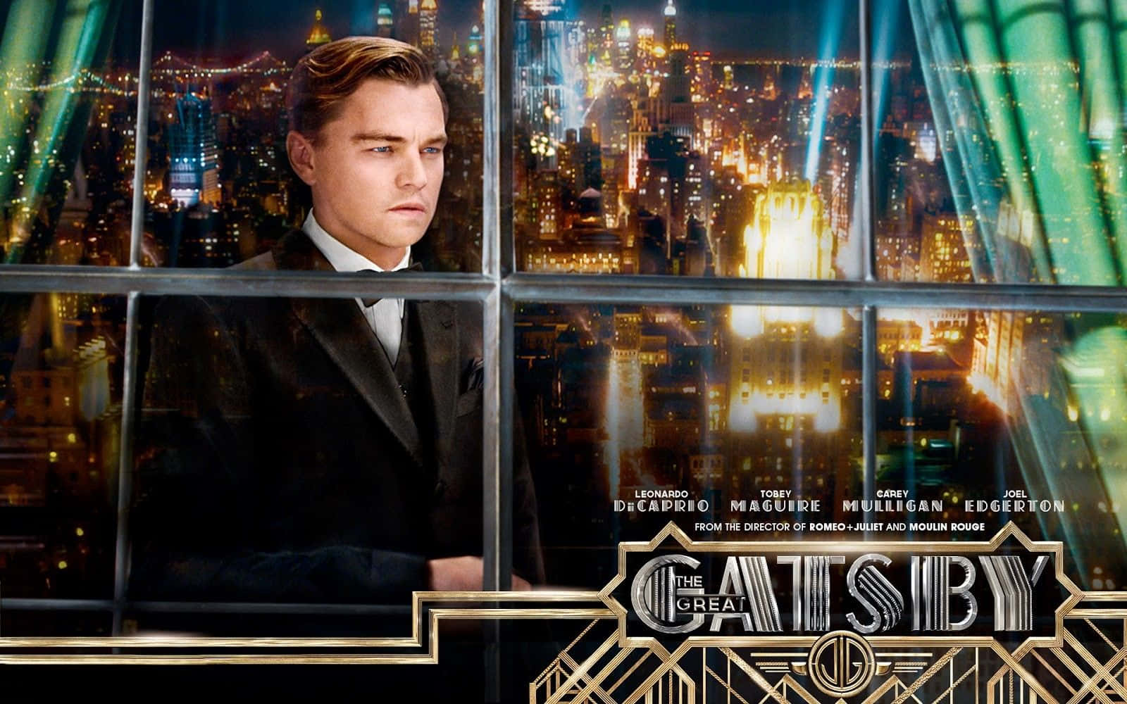 Gatsby, black tuxedo, neon-lit cityscape, HD Desktop Wallpaper