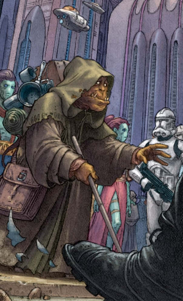 The Great Jedi Purge, stormtroopers, bustling sci-fi marketplace, SD Phone Wallpaper