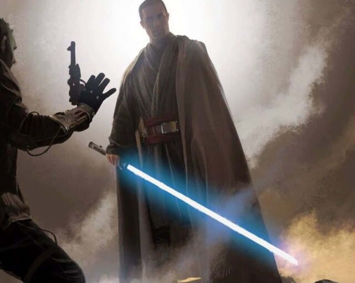 The Great Jedi Purge, Jedi warrior, blue lightsaber, SD Desktop Wallpaper