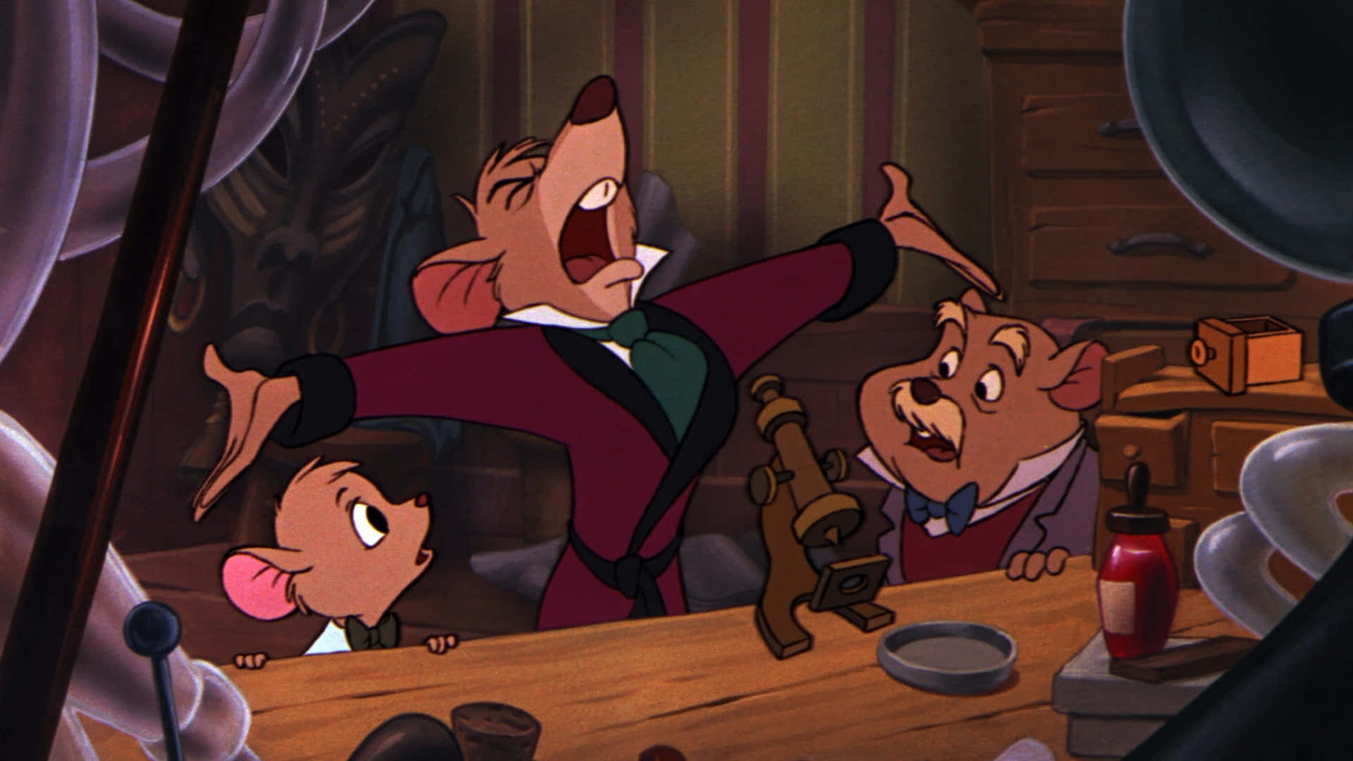 The Great Mouse Detective, microscope, jars, Full HD Desktop Wallpaper