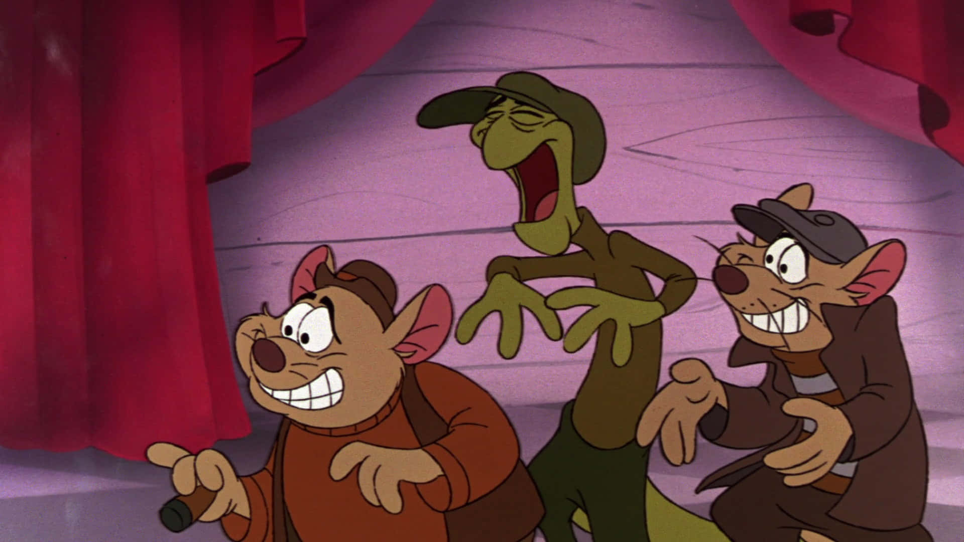 The Great Mouse Detective, theater, red curtains, Full HD Desktop Wallpaper
