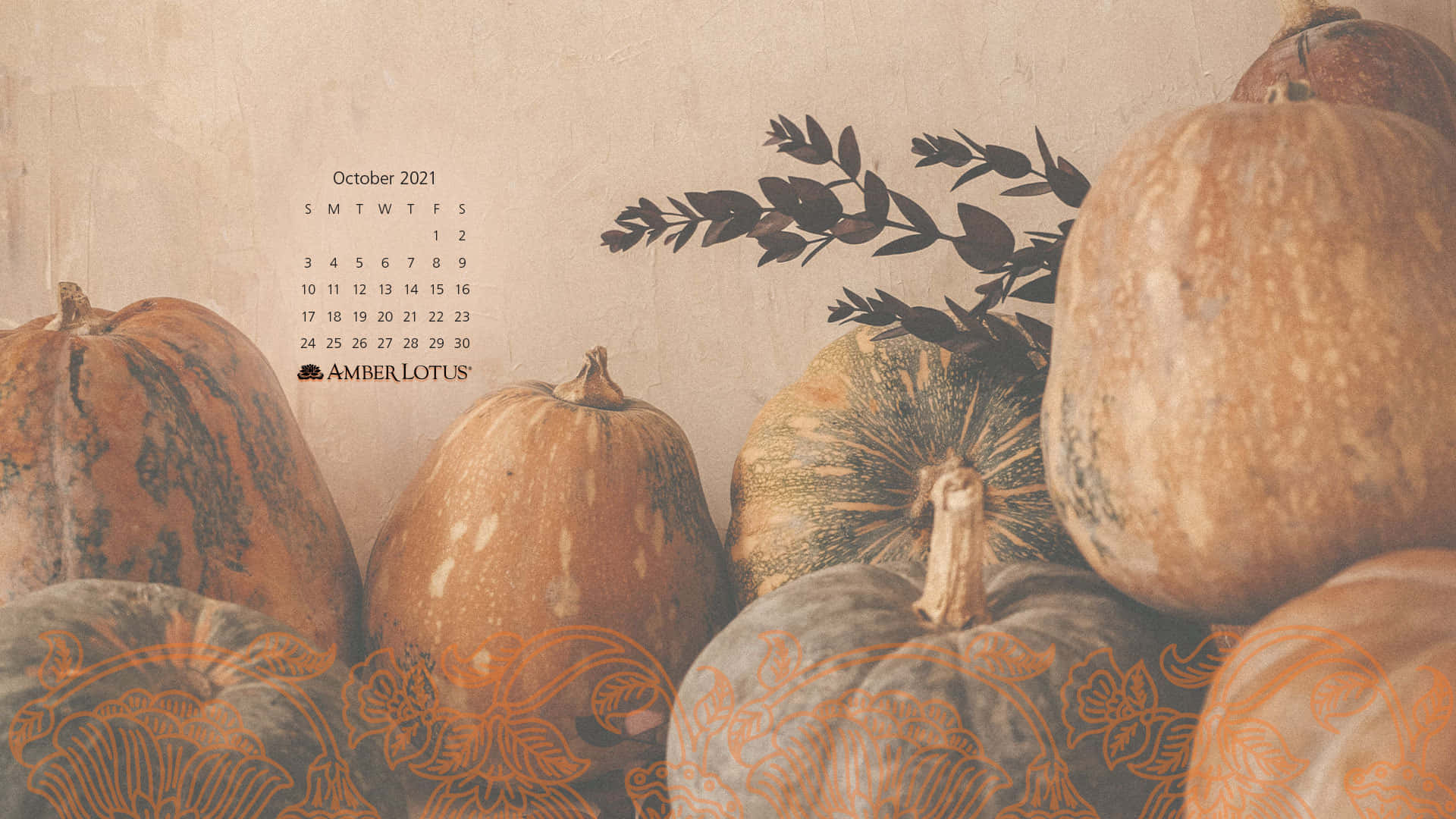 October 2021 calendar, pumpkin, table, Full HD Desktop Wallpaper