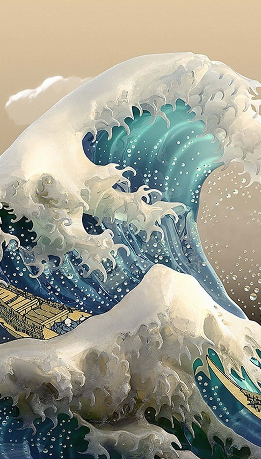 The Great Wave, blue wave, frothy white crests, HD Phone Wallpaper