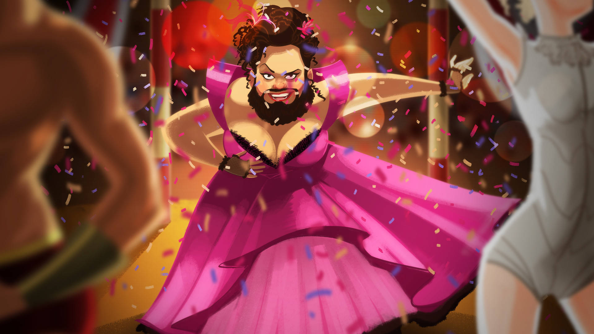 The Greatest Showman, cartoon poster, bearded man, Full HD Desktop Wallpaper