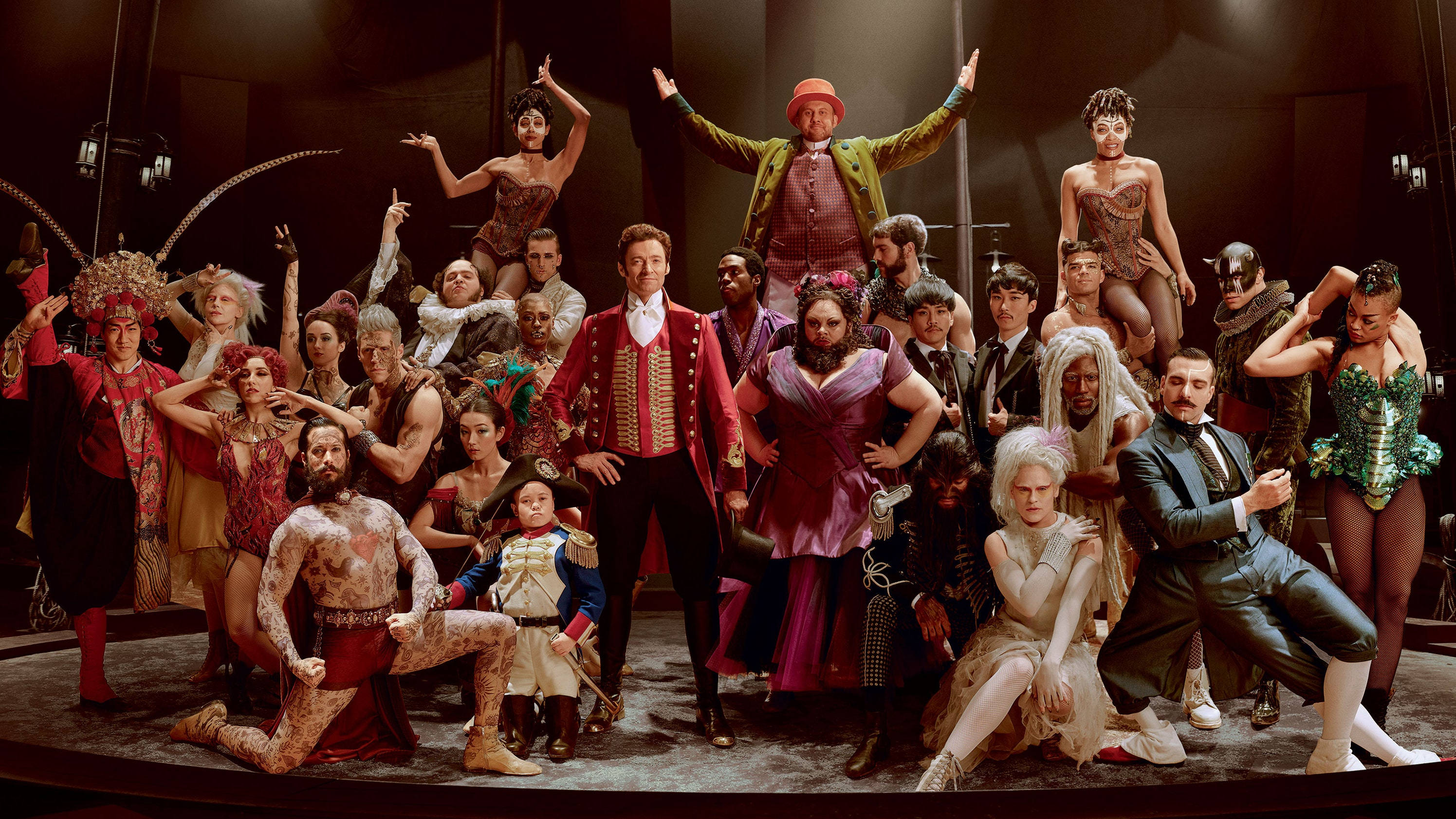The Greatest Showman, cast, stadium, 2K Desktop Wallpaper