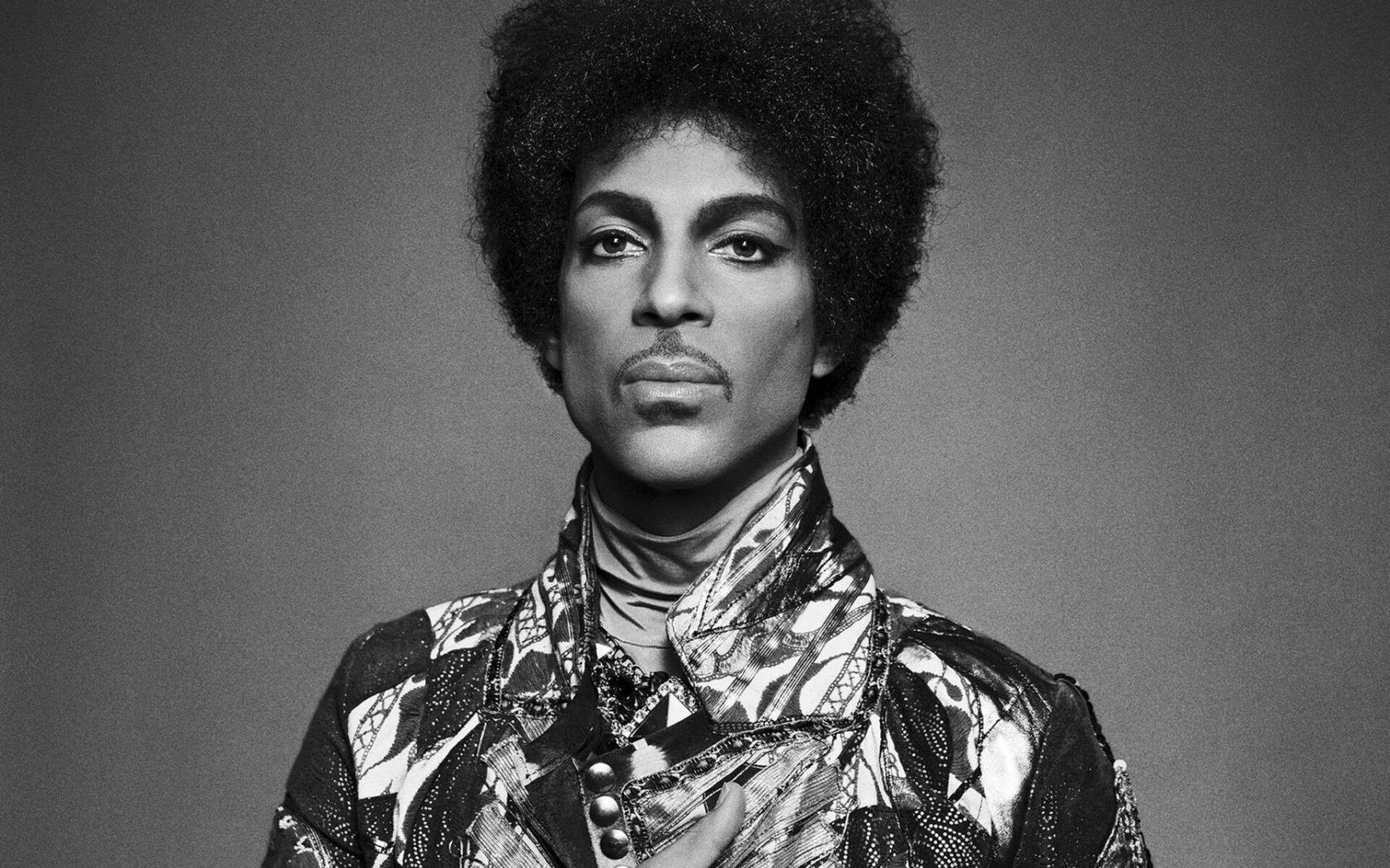 Prince, black and white portrait, patterned jacket, Full HD Desktop Wallpaper