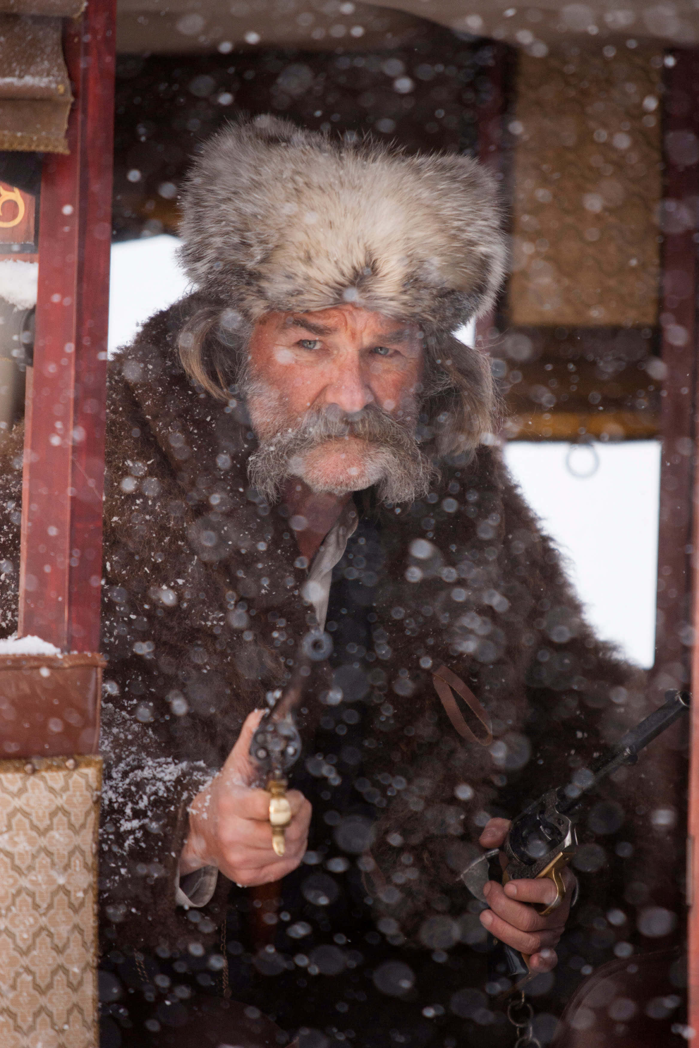 The Hateful Eight, rugged bearded man, fur hat, 2K Phone Wallpaper