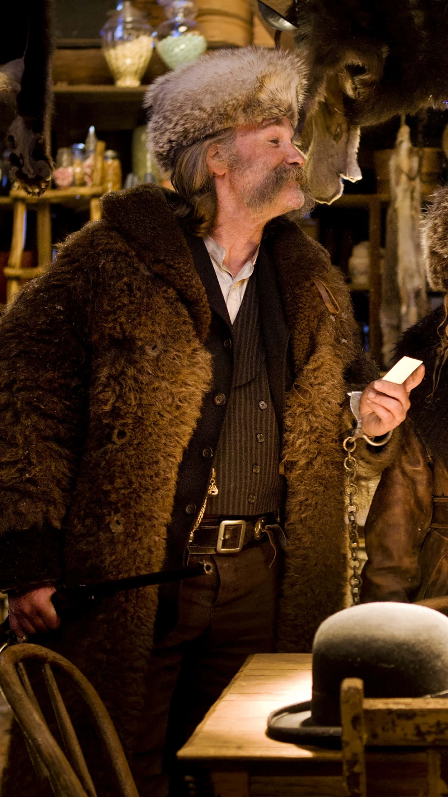 The Hateful Eight, bearded man, fur hat, 2K Phone Wallpaper