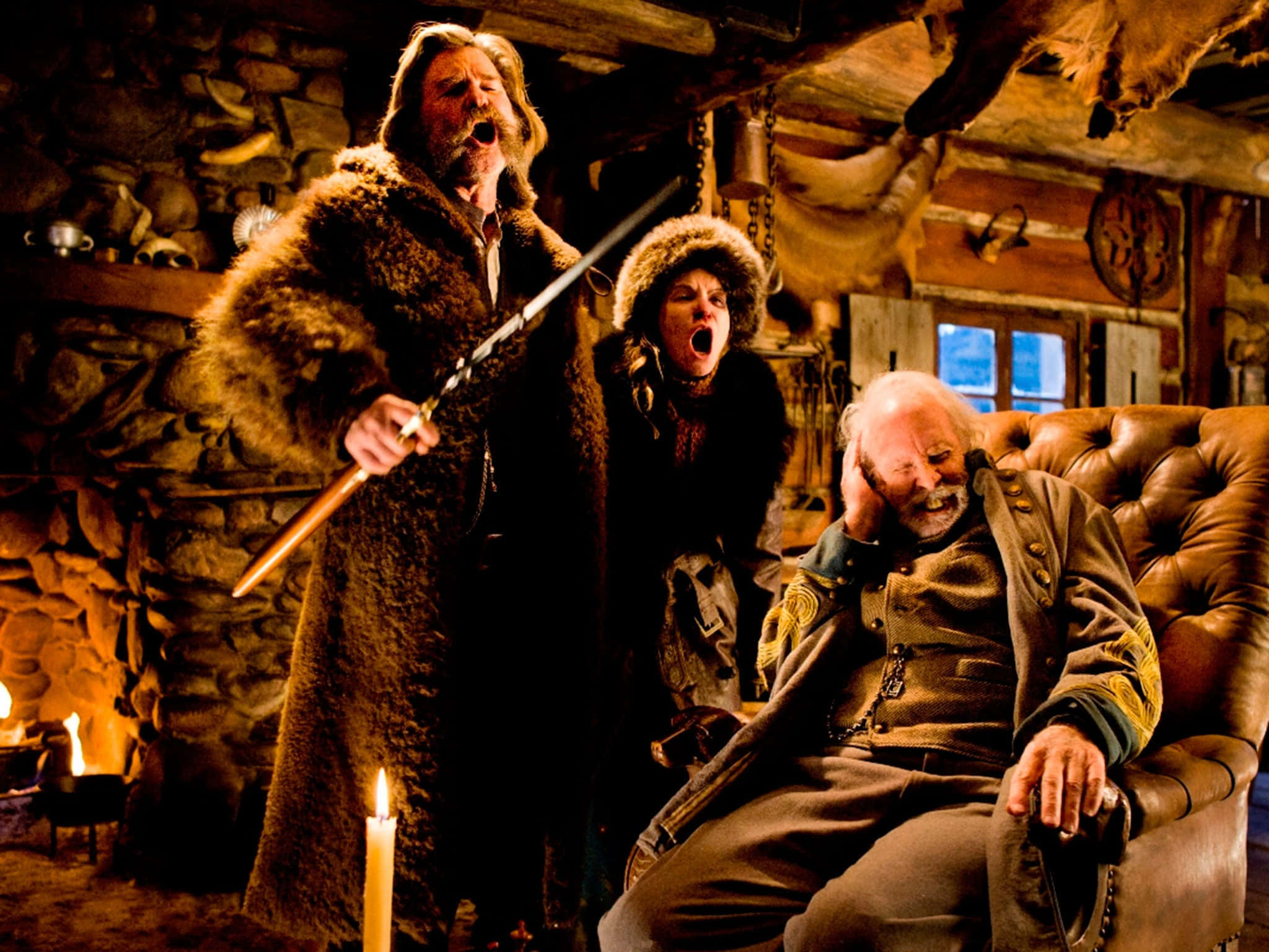 The Hateful Eight, snowstorm, fur coats, Full HD Desktop Wallpaper