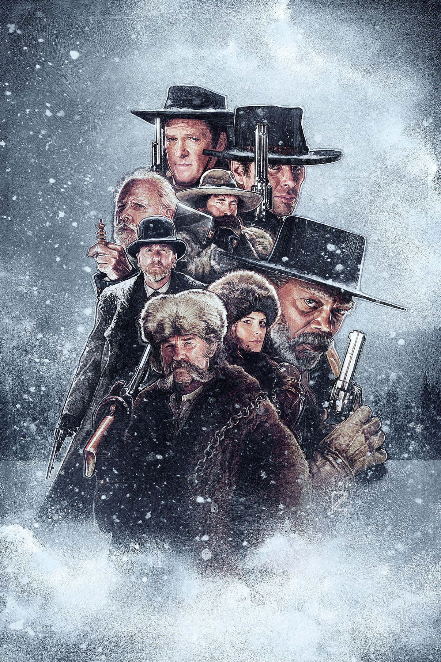 The Hateful Eight, cowboys, winter gear, Full HD Phone Wallpaper