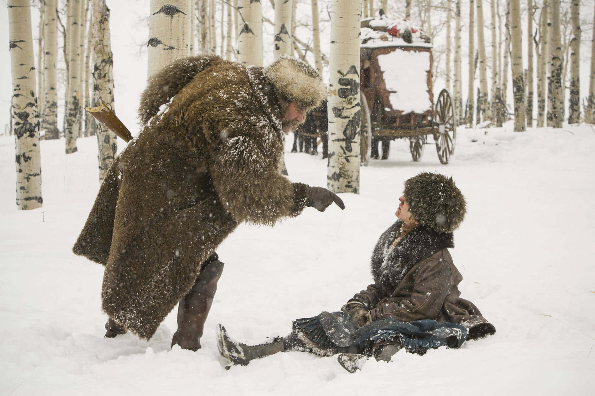 The Hateful Eight, snowstorm, fur coat, Full HD Desktop Wallpaper