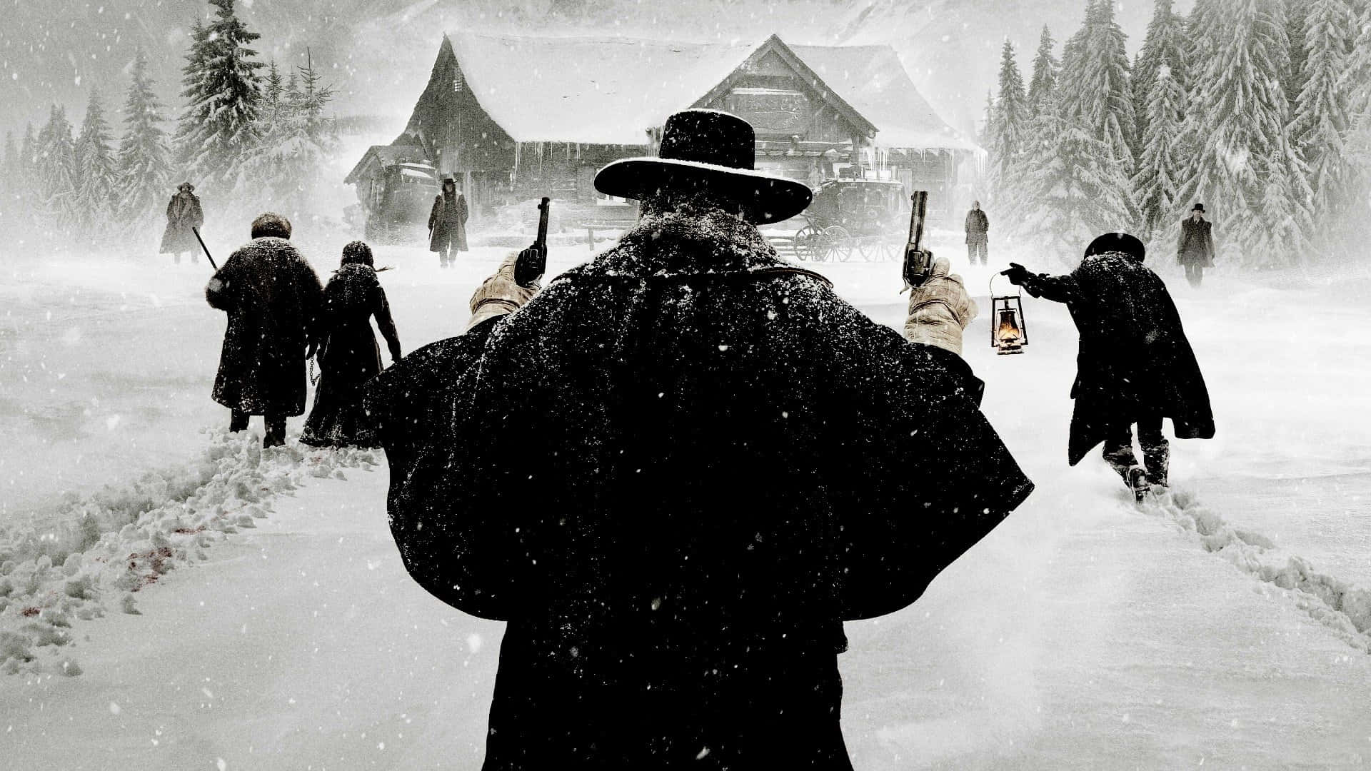 The Hateful Eight, snowy frontier town, snow falls heavily, Full HD Desktop Wallpaper