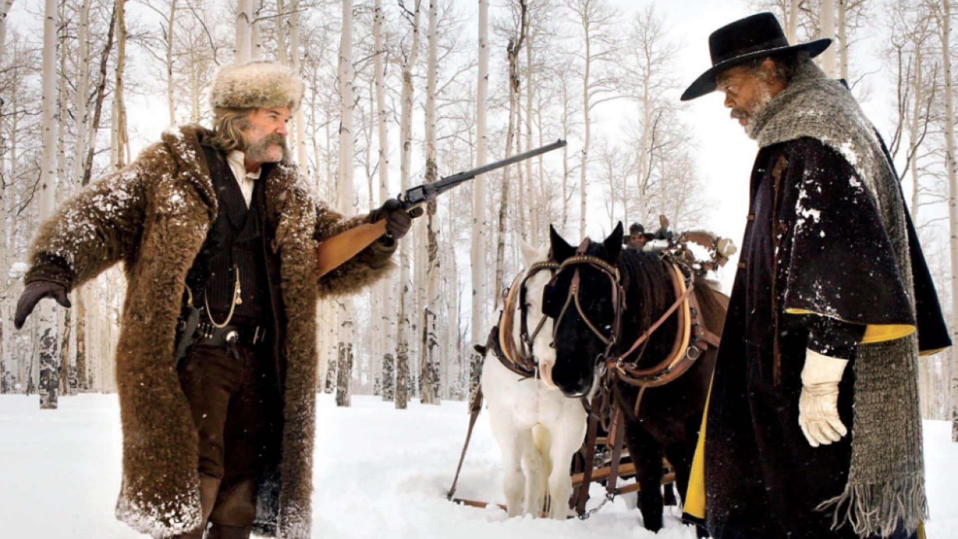 The Hateful Eight, snowy woods, rifle, Full HD Desktop Wallpaper