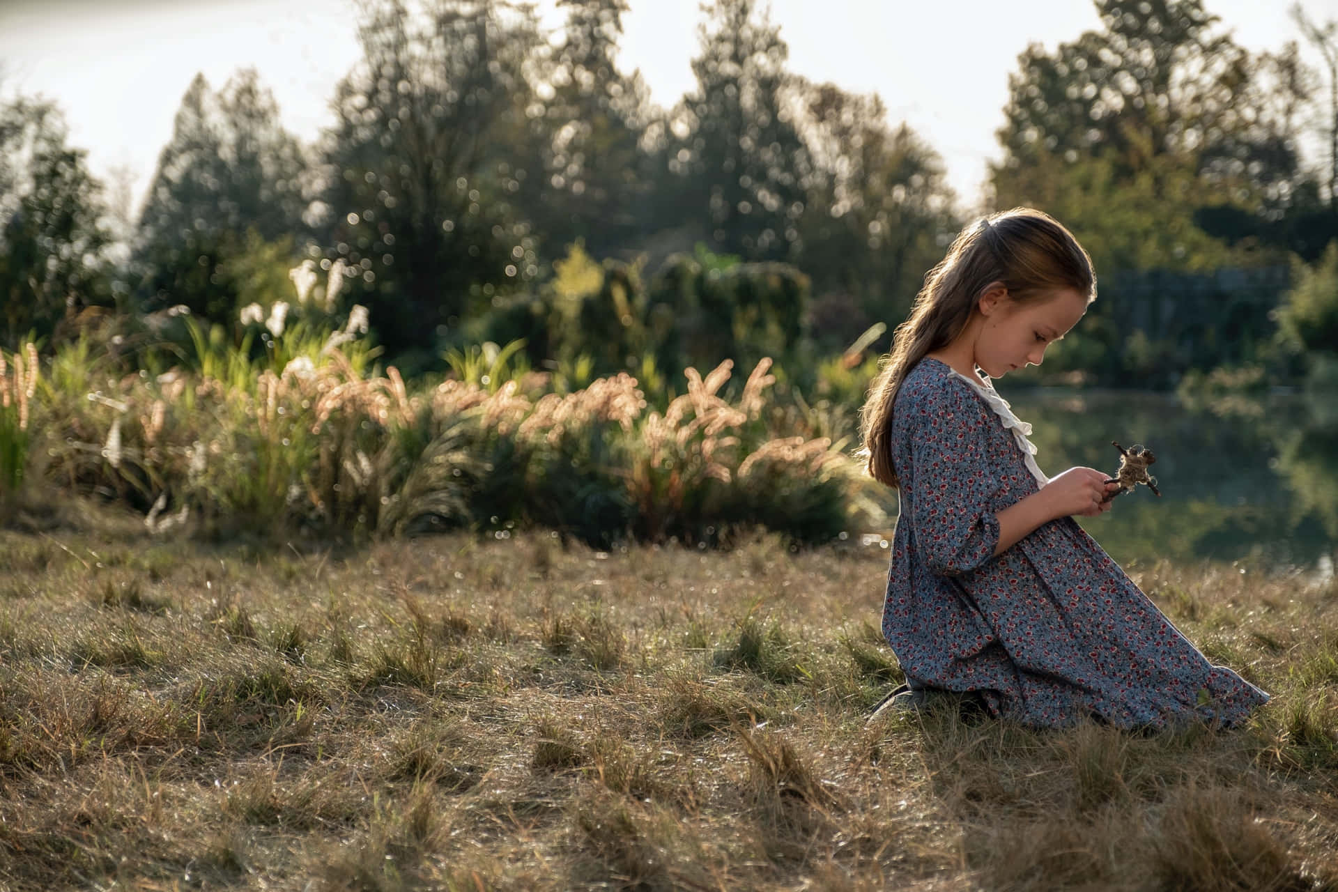 Bly Manor, floral dress, sunlit field, Full HD Desktop Wallpaper