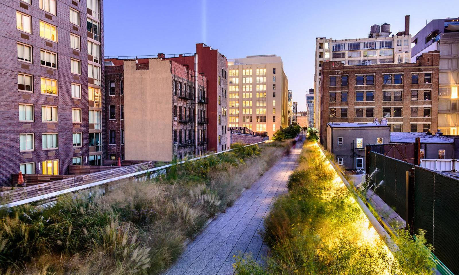 The High Line, dusk, elevated park path, HD Desktop Wallpaper