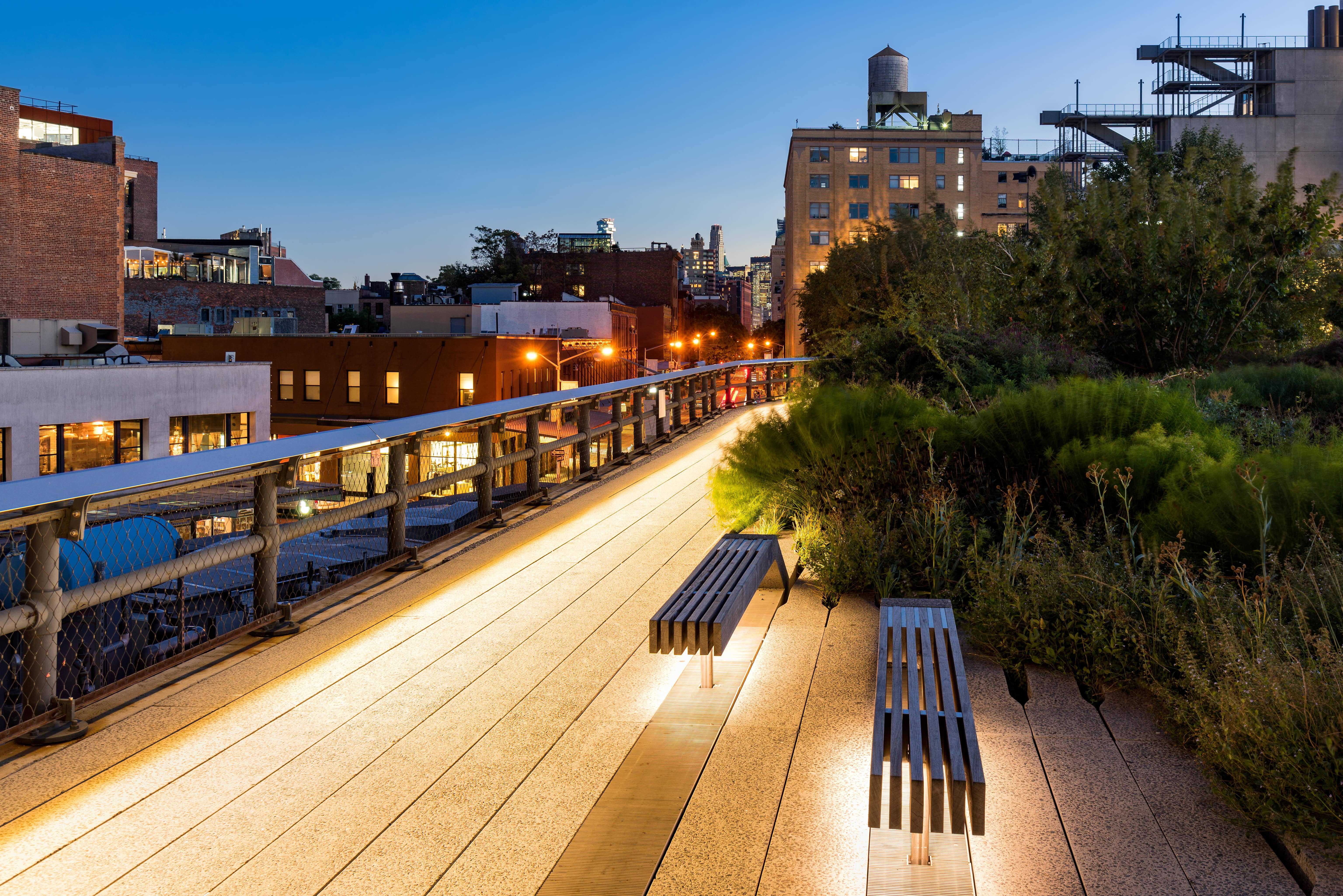The High Line, night, wooden walkway, 5K Desktop Wallpaper