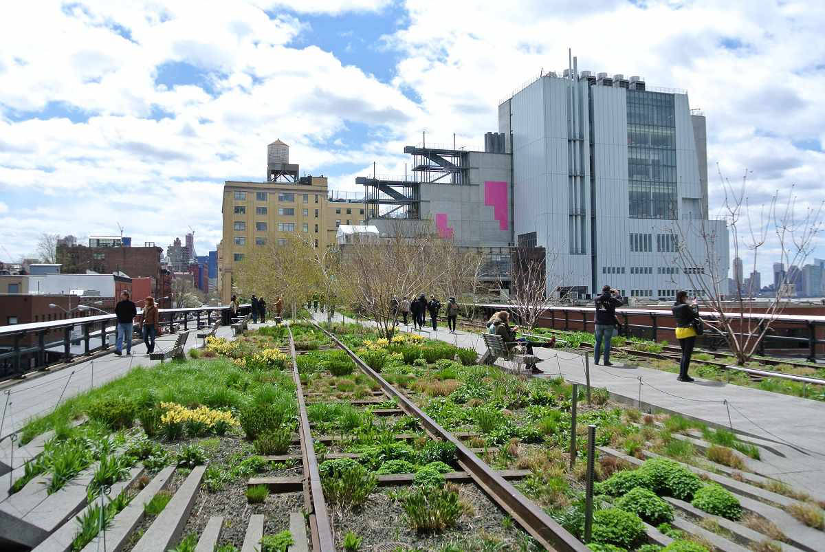 The High Line, cloudy sky, rooftop garden, SD Desktop Wallpaper