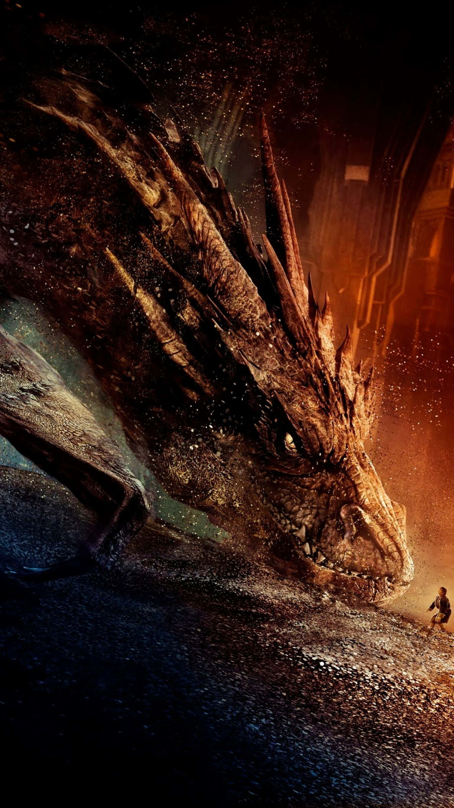 hobbit, dragon, dark cavern, 2K Phone Wallpaper