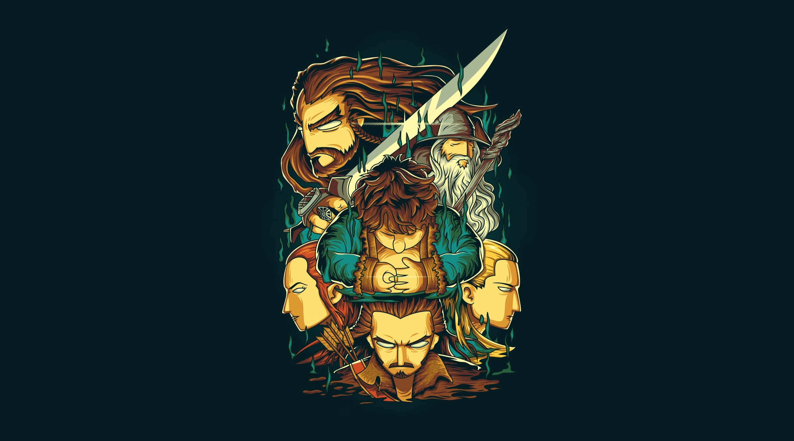 The Hobbit, swords, determined expressions, 2K Desktop Wallpaper