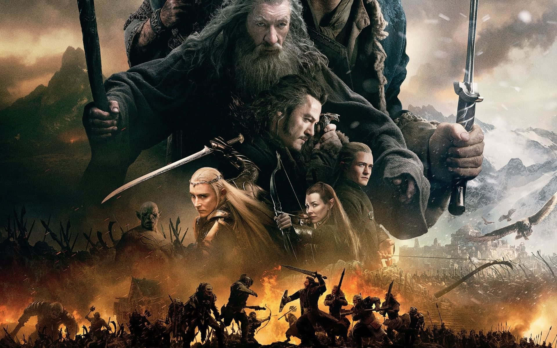 The Hobbit, battle scene, warriors, Full HD Desktop Wallpaper