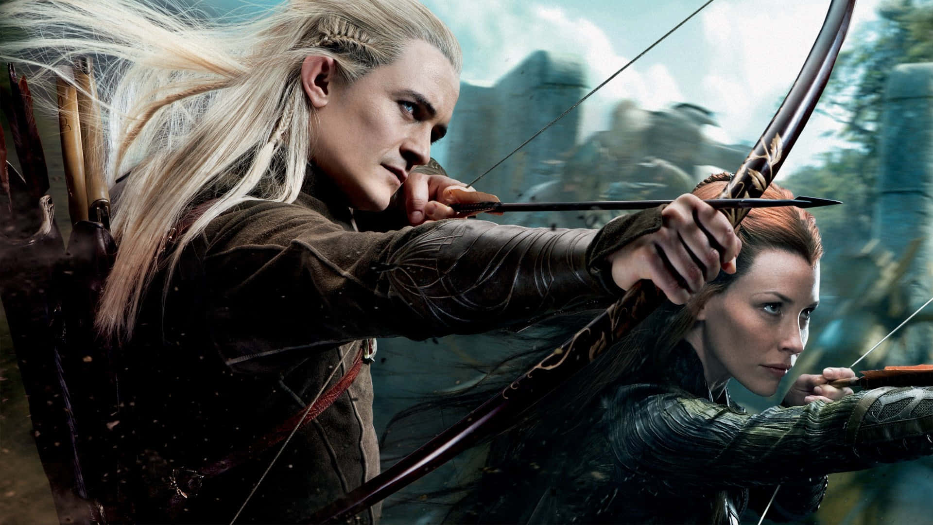 elven archers, fantasy armor, forest backdrop, Full HD Desktop Wallpaper