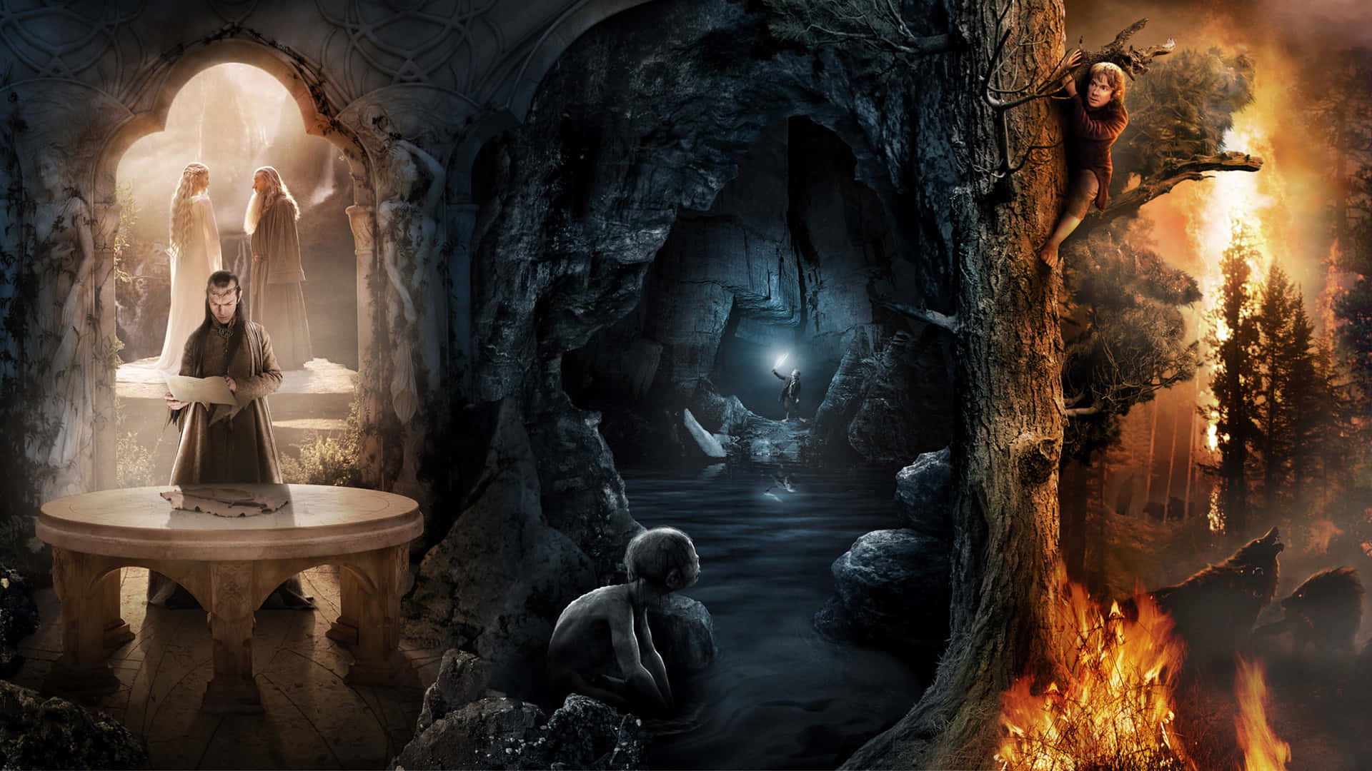 The Hobbit, epic adventure, cave scene, Full HD Desktop Wallpaper