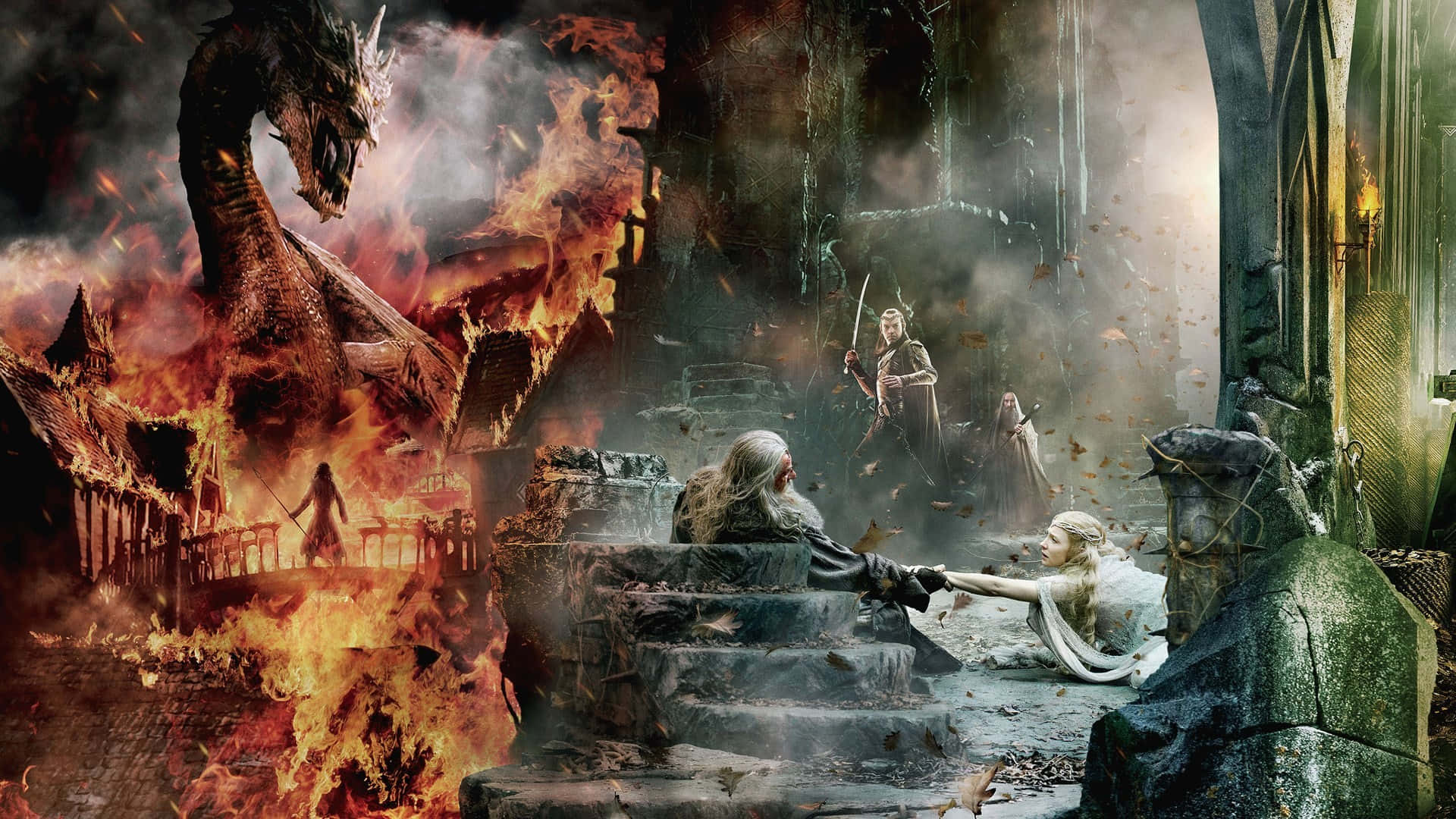 The Hobbit, dragon, fire, Full HD Desktop Wallpaper