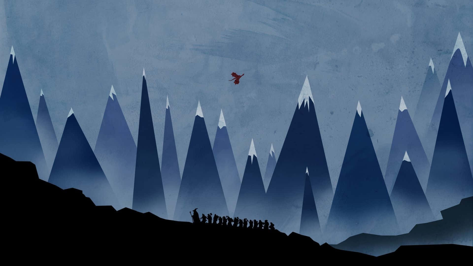 The Hobbit, Misty Mountains, red figure, Full HD Desktop Wallpaper