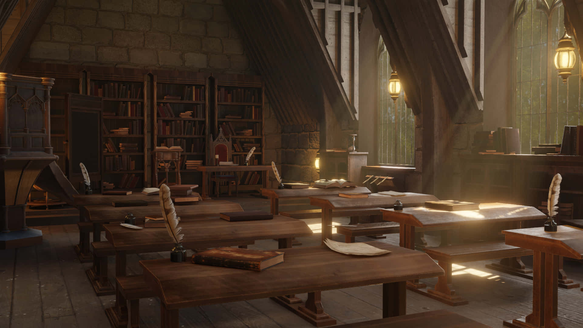 The Hogwarts Dark Arts Classroom, 1920 x 1080, sunlight, Full HD Desktop Wallpaper