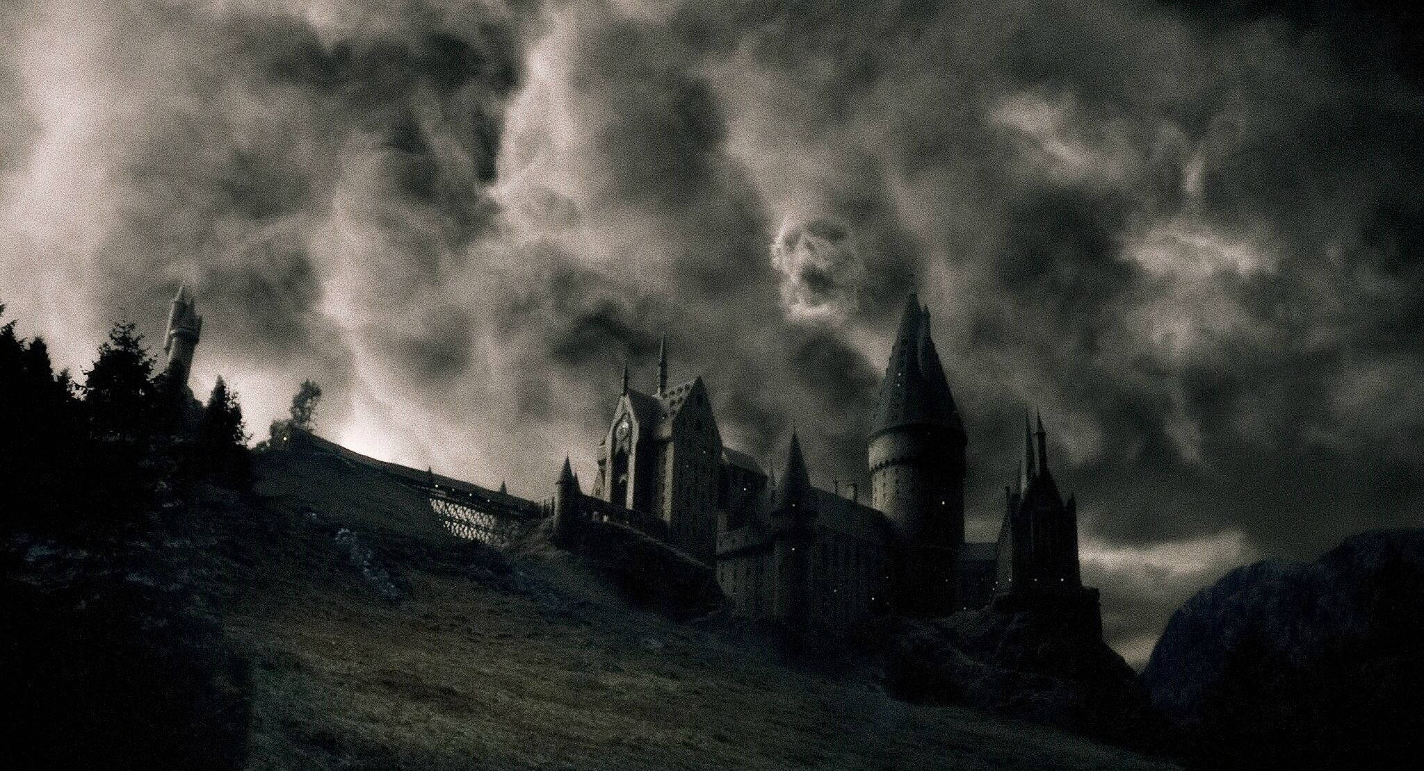 Hogwarts, gothic castle, stormy sky, Full HD Desktop Wallpaper