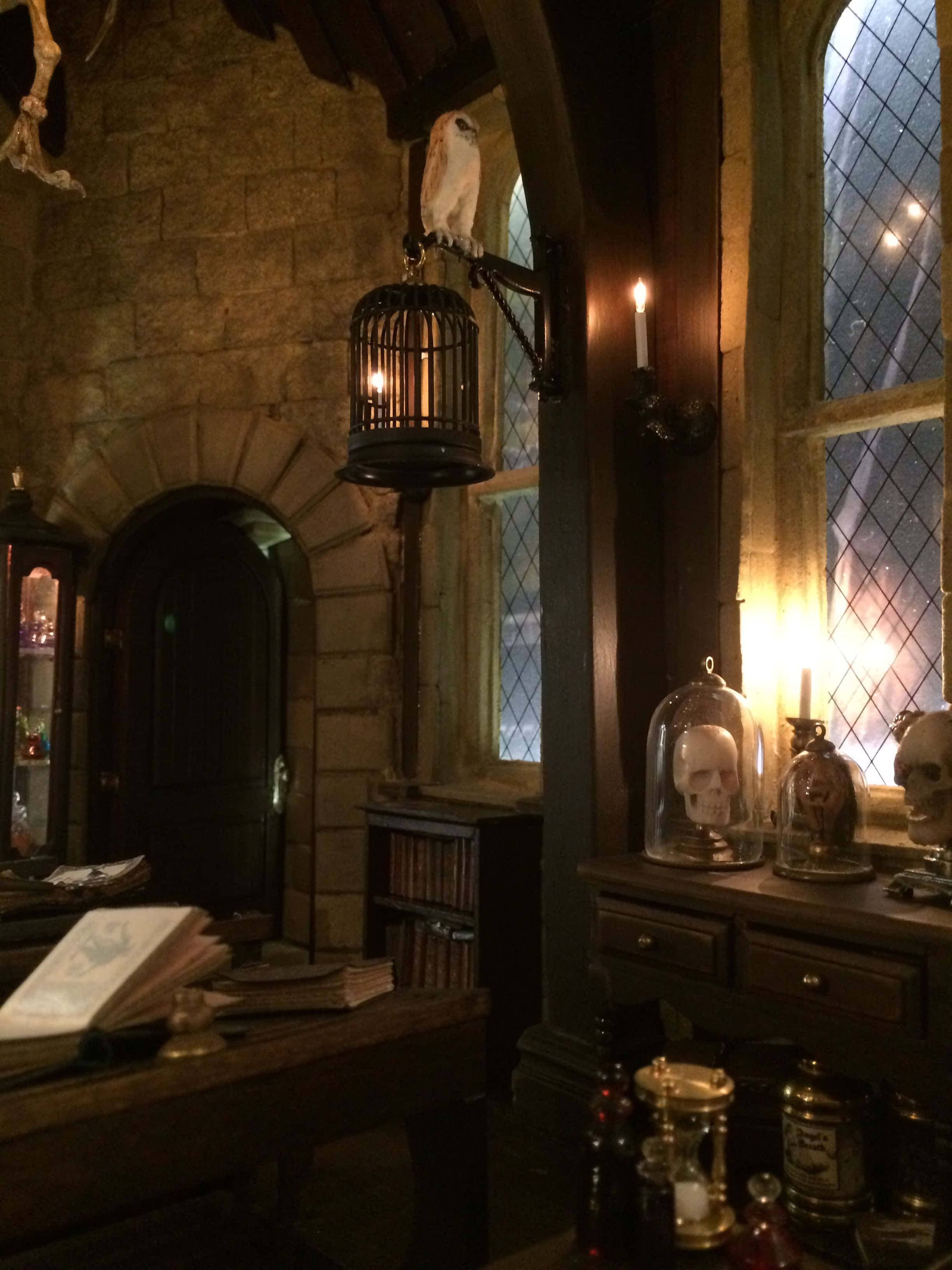 The Hogwarts Dark Arts Classroom, medieval study, stone walls, 2K Phone Wallpaper