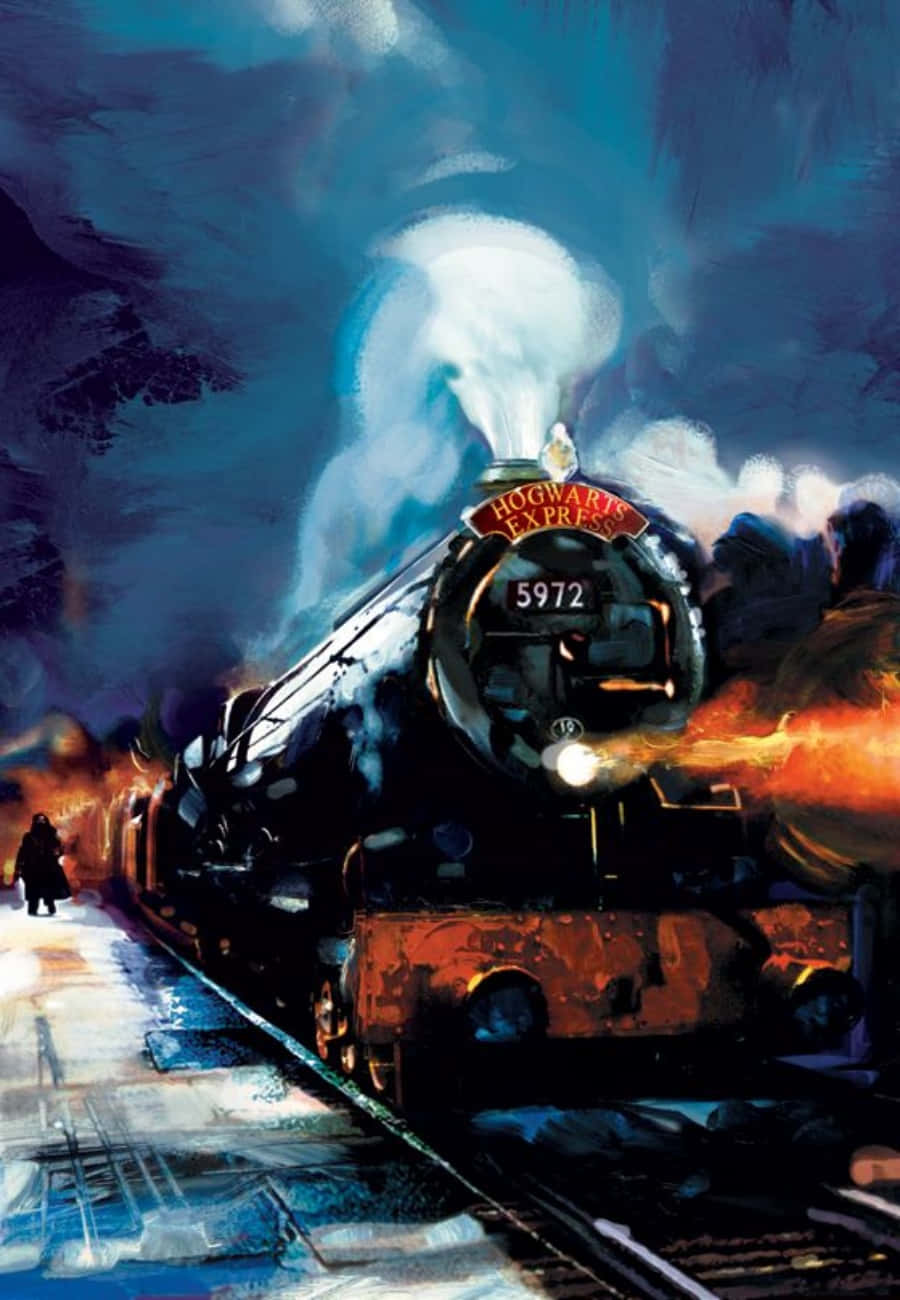 Hogwarts Express, steam locomotive, snowy station, HD Phone Wallpaper