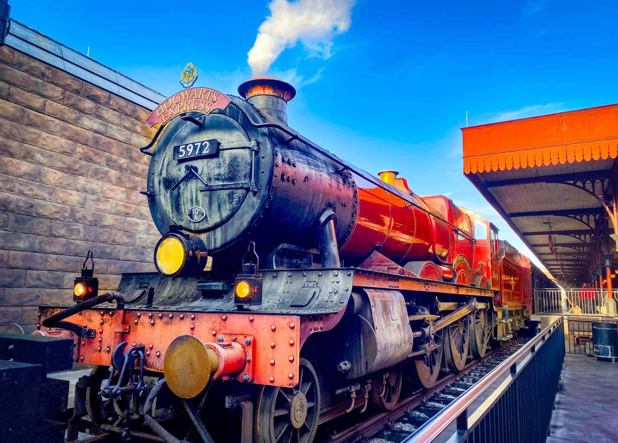 Hogwarts Express, red, steam train, Full HD Desktop Wallpaper