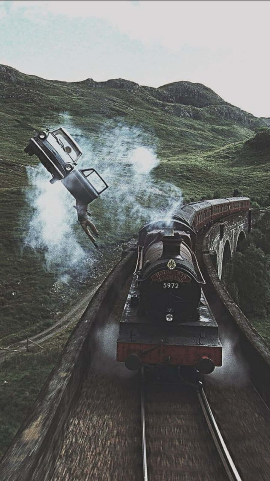 The Hogwarts Express Train, steam train, misty mountain pass, HD Phone Wallpaper