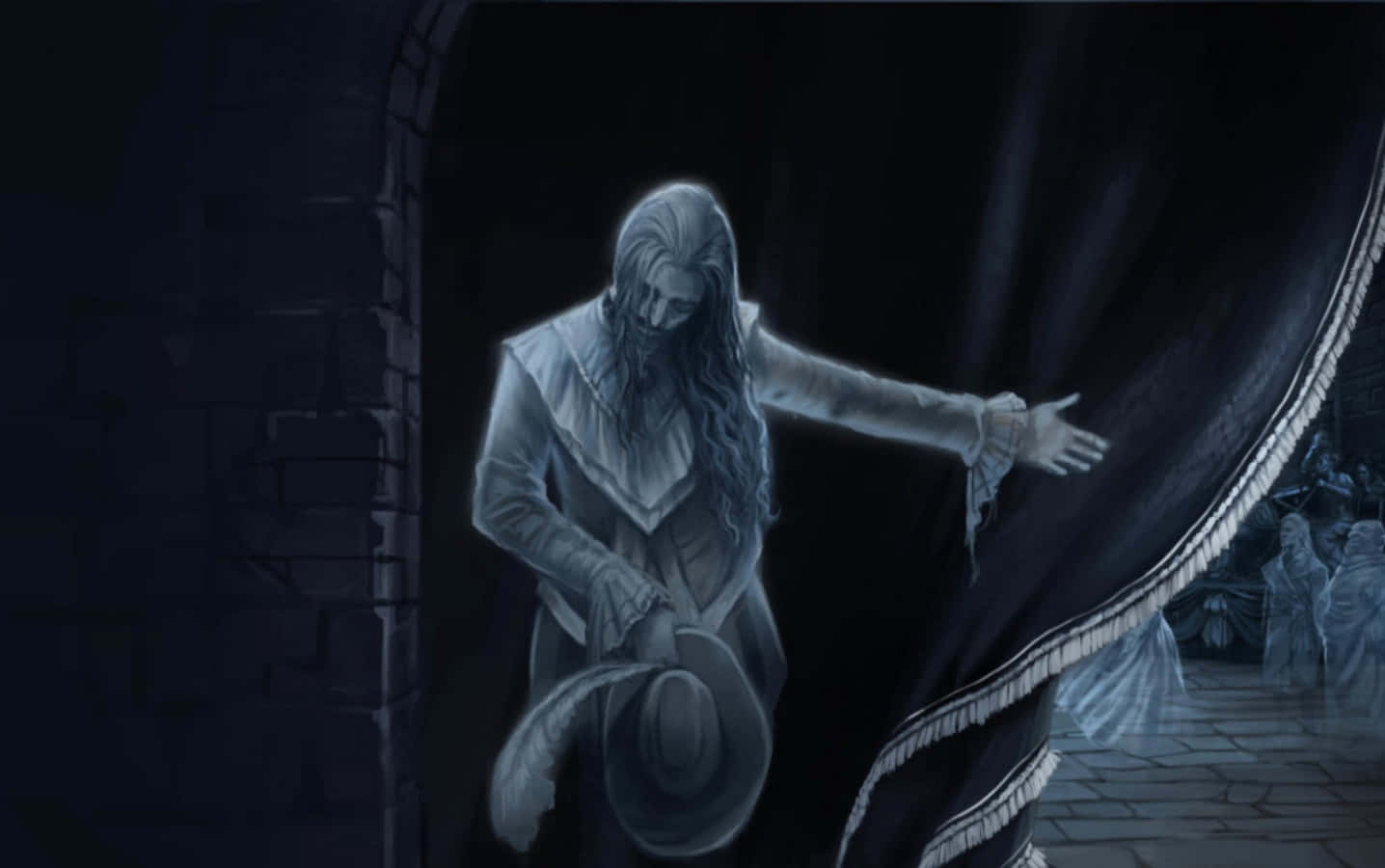 The Hogwarts Ghosts, Hogwarts, stone archway, HD Desktop Wallpaper