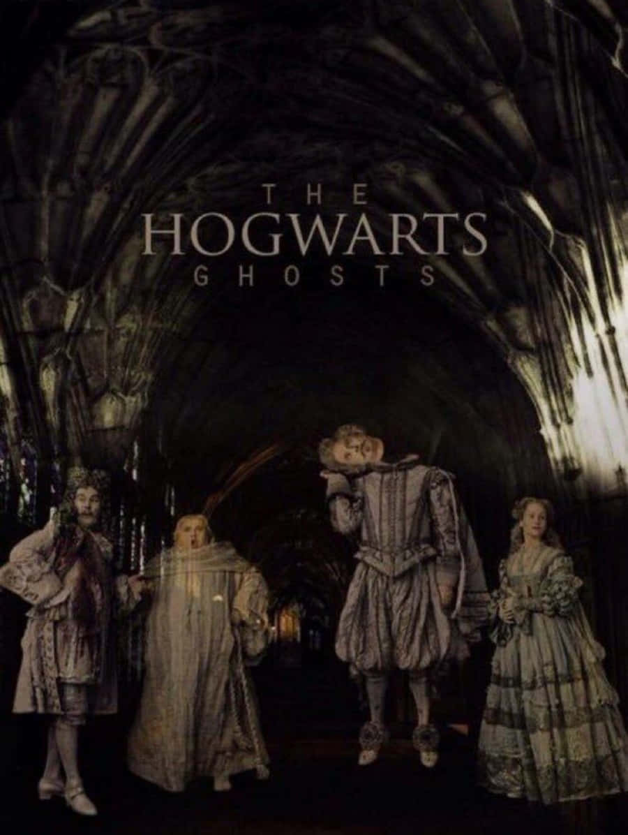 The Hogwarts Ghosts, Hogwarts, gothic stone corridor, SD Phone Wallpaper