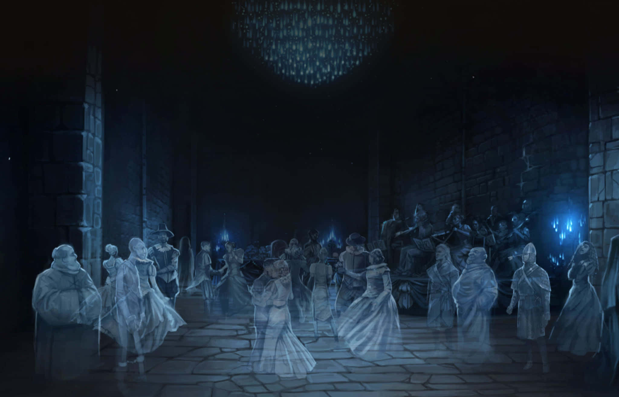 The Hogwarts Ghosts, ghostly figures, flowing gowns, Full HD Desktop Wallpaper
