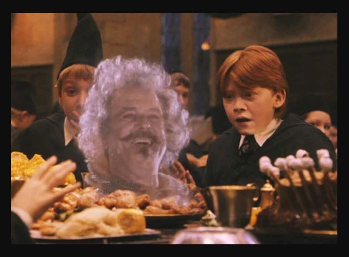 The Hogwarts Ghosts, ghostly professor, wild white hair, SD Desktop Wallpaper