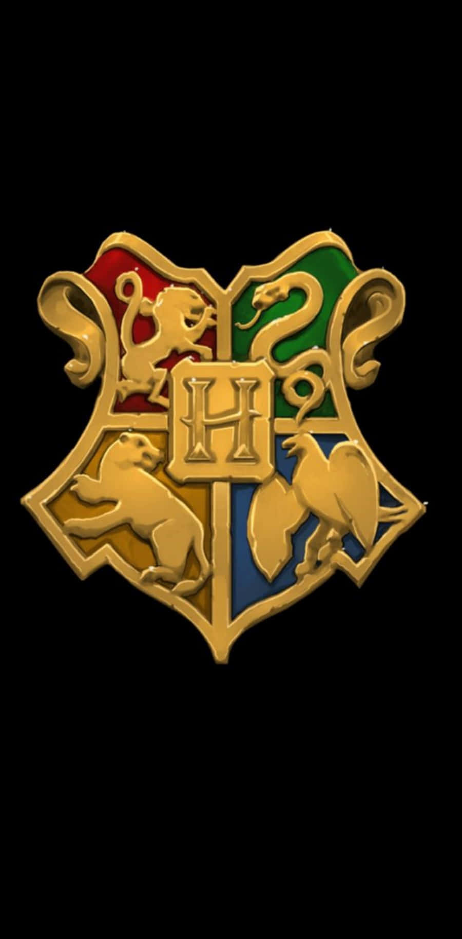 Hogwarts Houses, Hogwarts crest, golden, HD Phone Wallpaper