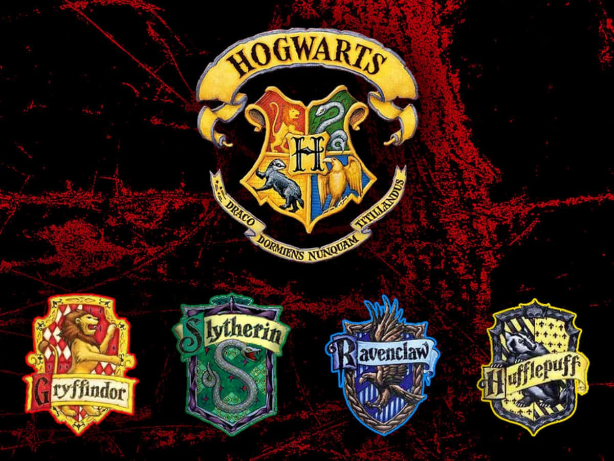 Hogwarts, Hogwarts crest, four house emblems, SD Desktop Wallpaper