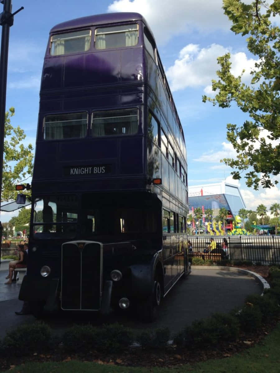 The Hogwarts Knight Bus Stop, Knight Bus, double-decker bus, SD Phone Wallpaper