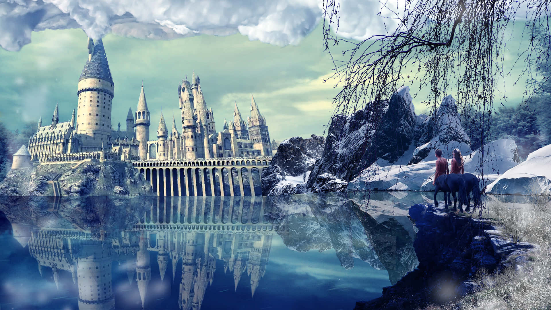 The Hogwarts Lake, Hogwarts, castle, Full HD Desktop Wallpaper
