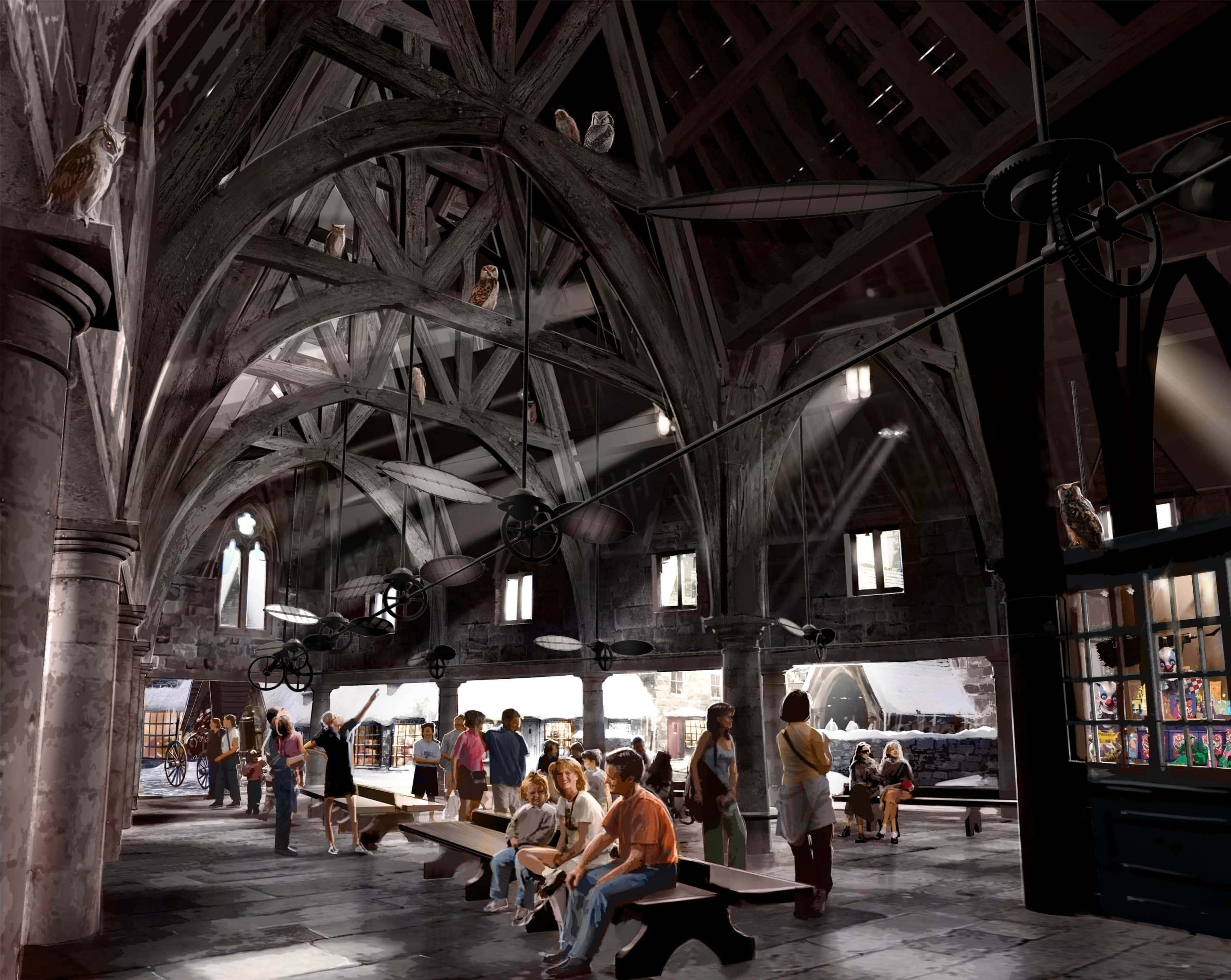 The Hogwarts Owlery, Hogwarts, stone hall, 2K Desktop Wallpaper