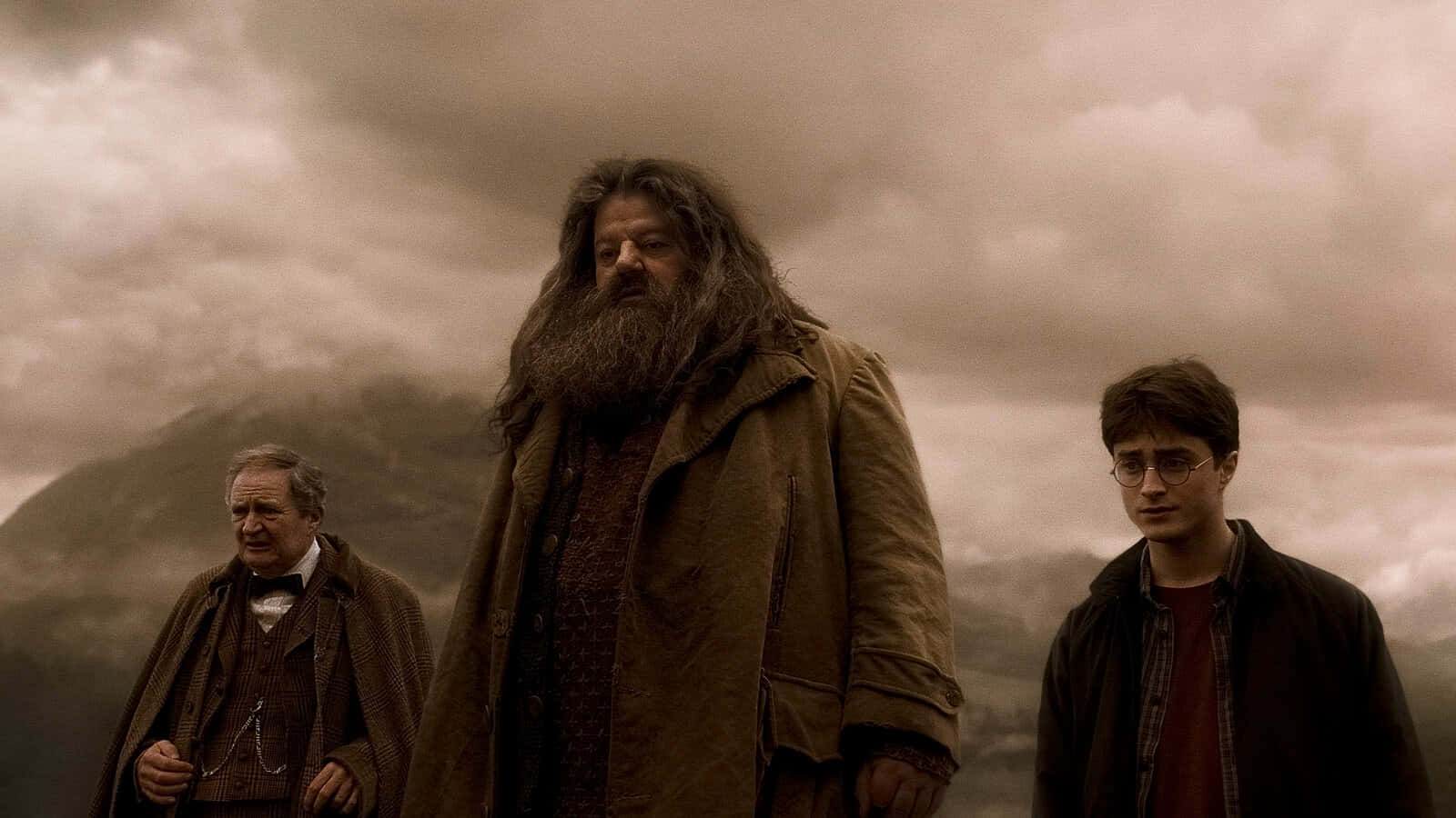 The Hogwarts Professors, Hogwarts, stormy mountain, HD Desktop Wallpaper